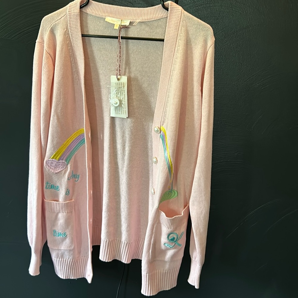 Loveshackfancy NWT Jura Cardigan in Pink Sands xs